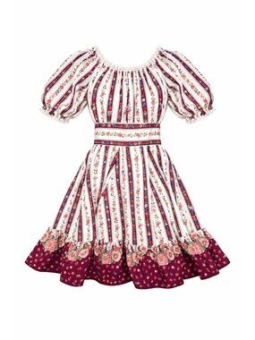 Vintage Prairie Dress Floral Calico Midi Puff Sleeve Cottagecore OOAK